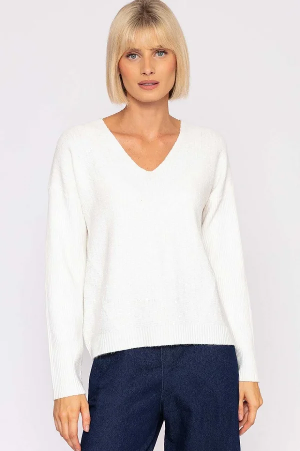 V-Neck Knit In Ecru