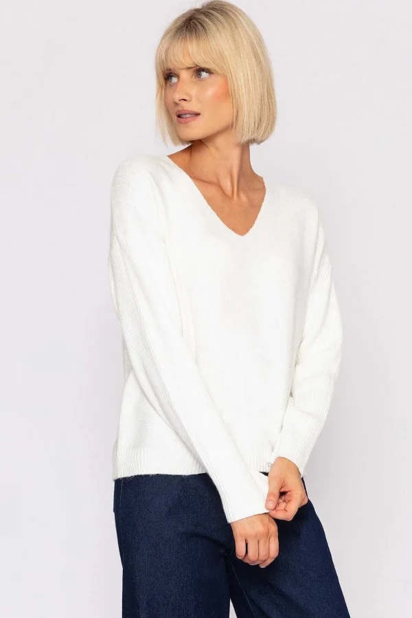V-Neck Knit In Ecru
