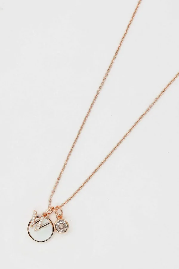 W Initial Necklace In Rose Gold