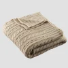 Warm Grey Aran Knit Throw