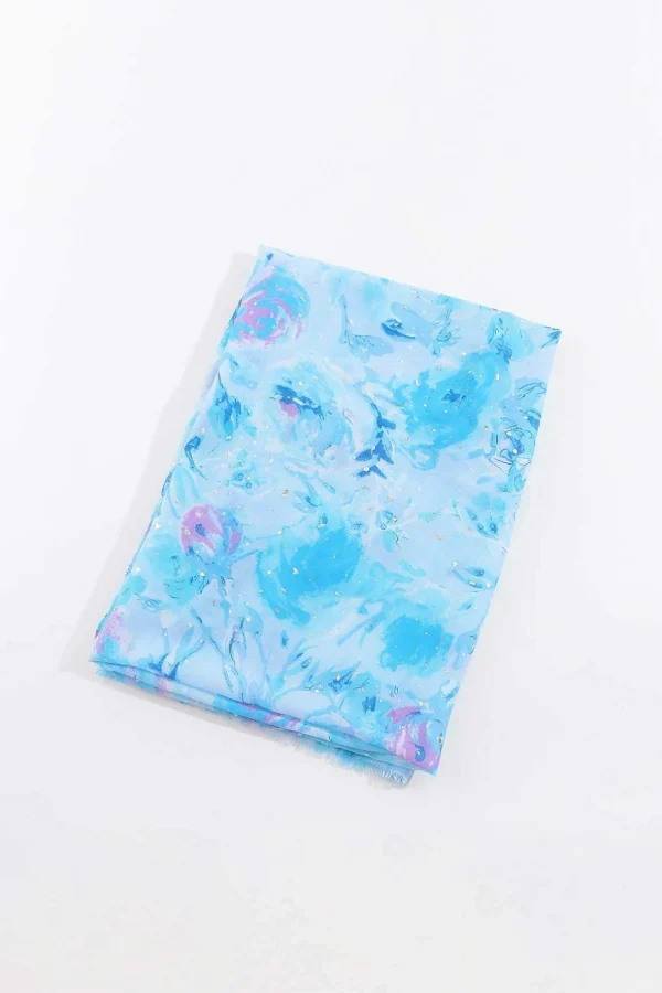 Watercolour Rose Scarf In Blue