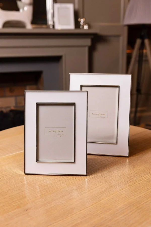 White & Silver Trimmed Frame