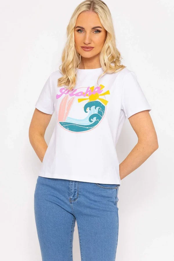 White Aloha Cotton T-Shirt