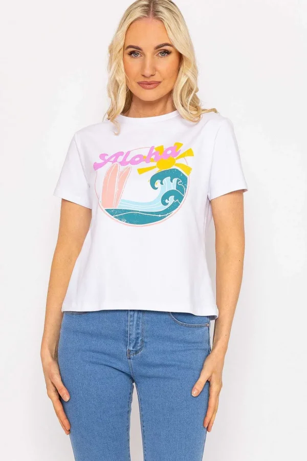 White Aloha Cotton T-Shirt
