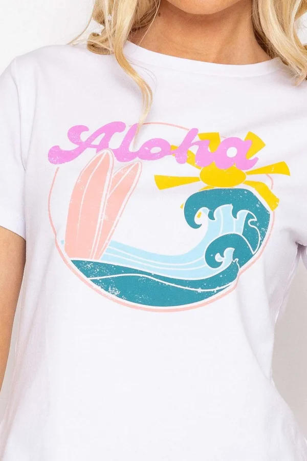 White Aloha Cotton T-Shirt