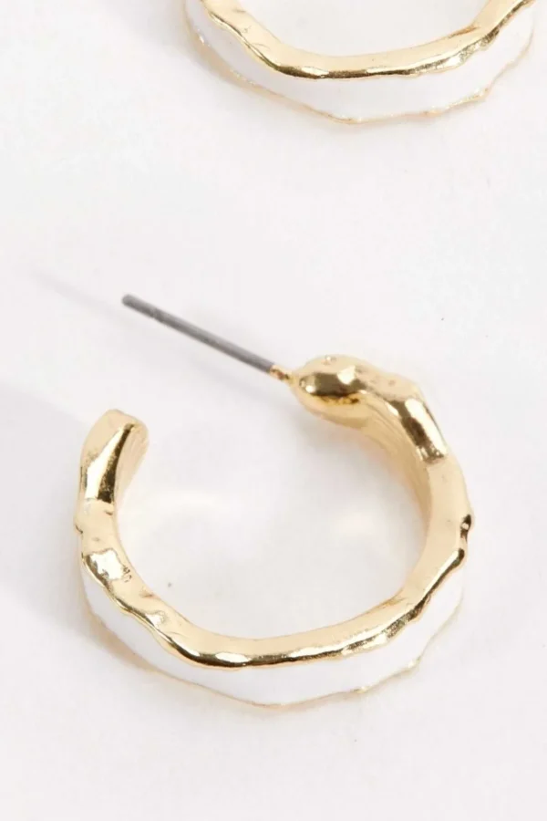 White And Gold Hoop Earrings