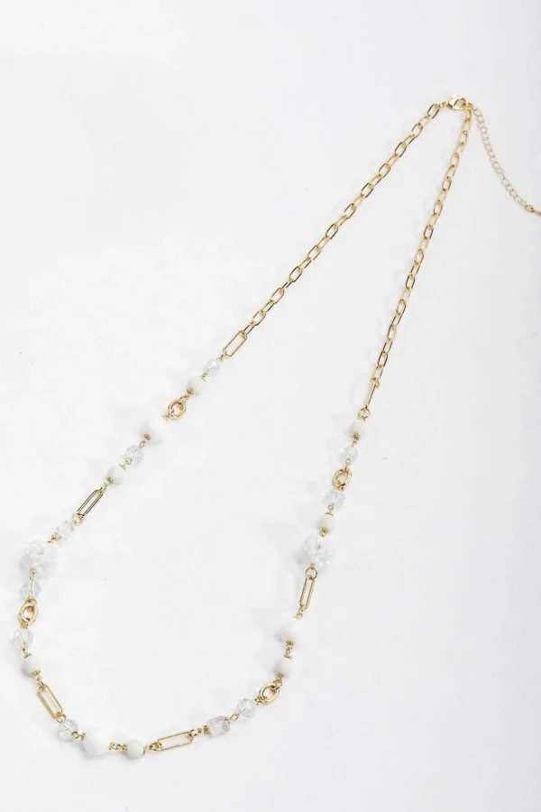White And Gold Long Necklace
