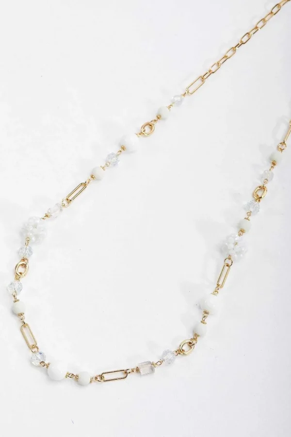 White And Gold Long Necklace