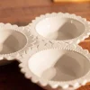 White Ceramic Round Triple Dip Dish