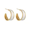 White Enamel Hoop Earrings