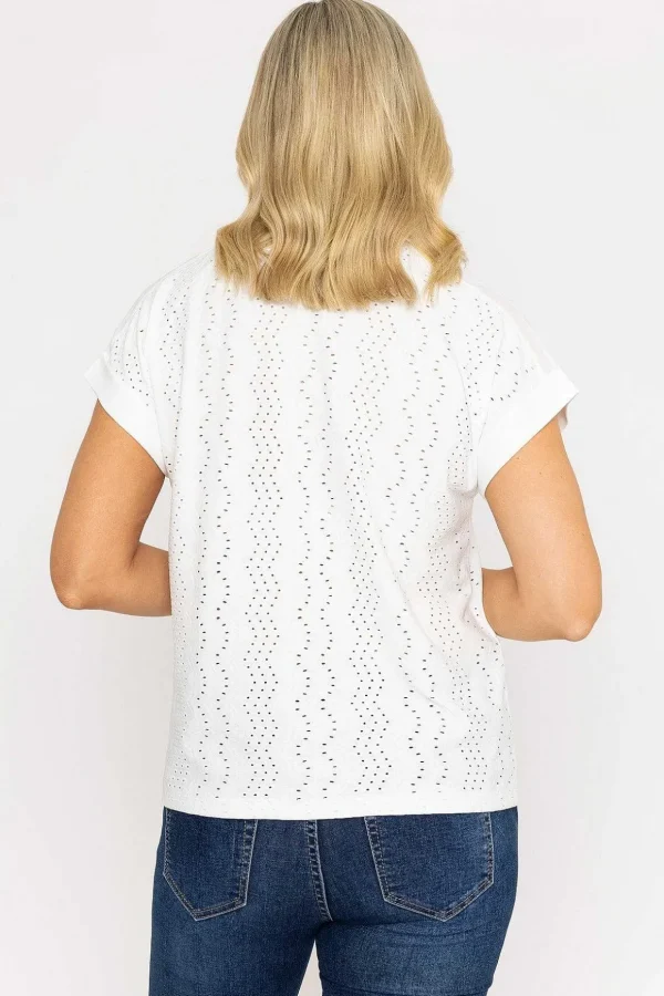 White Jersey Top With Contrast Fabric