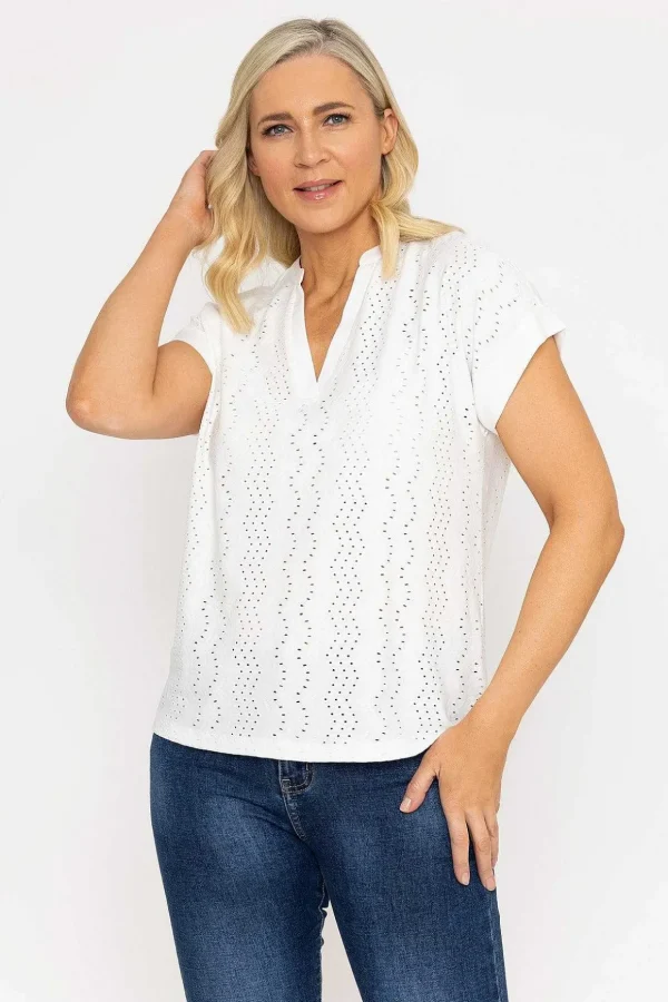 White Jersey Top With Contrast Fabric