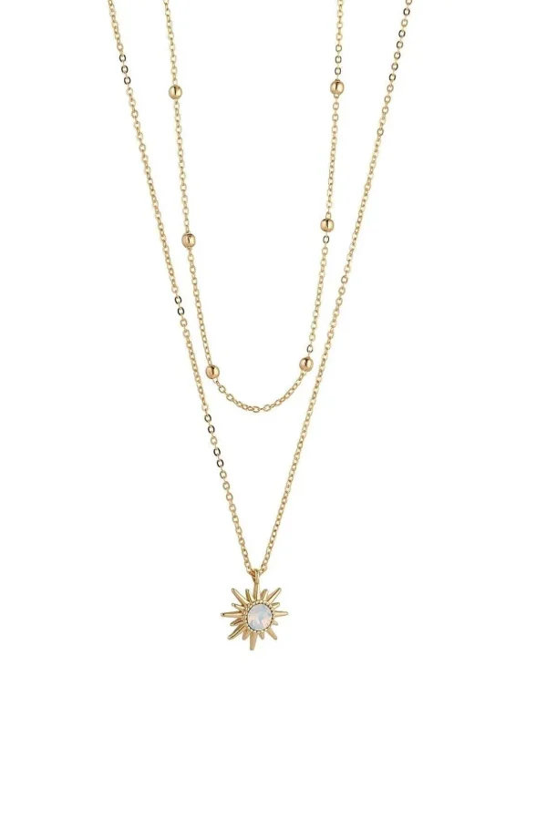 White Opal Crystal Sunshine Layered Necklace