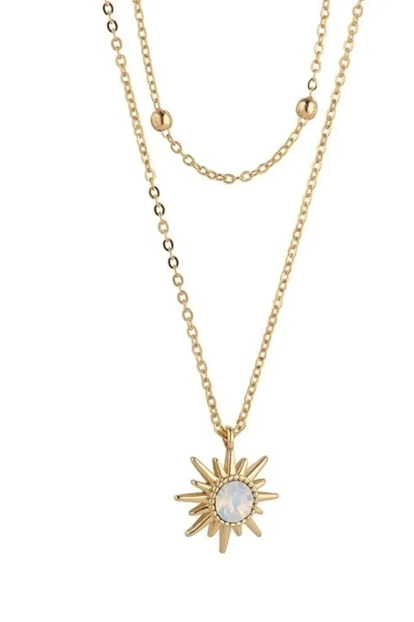 White Opal Crystal Sunshine Layered Necklace