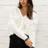 White Tipped Edge Cardigan