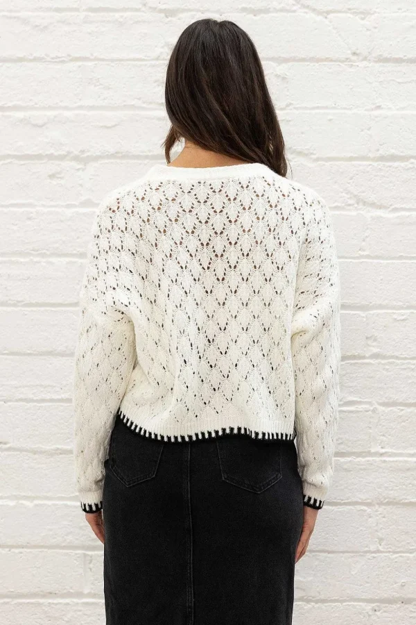 White Tipped Edge Cardigan