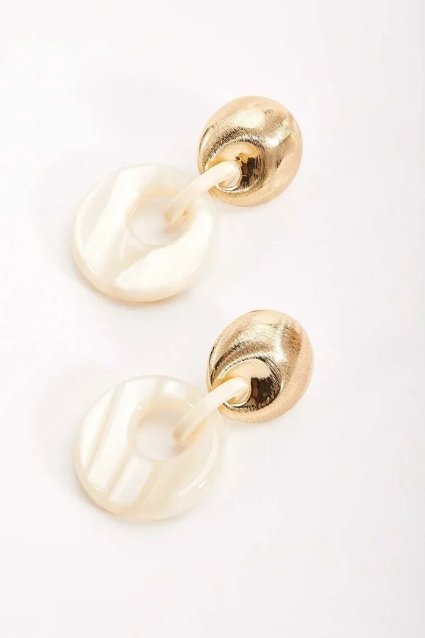 White Tortoise Drop Link Earrings