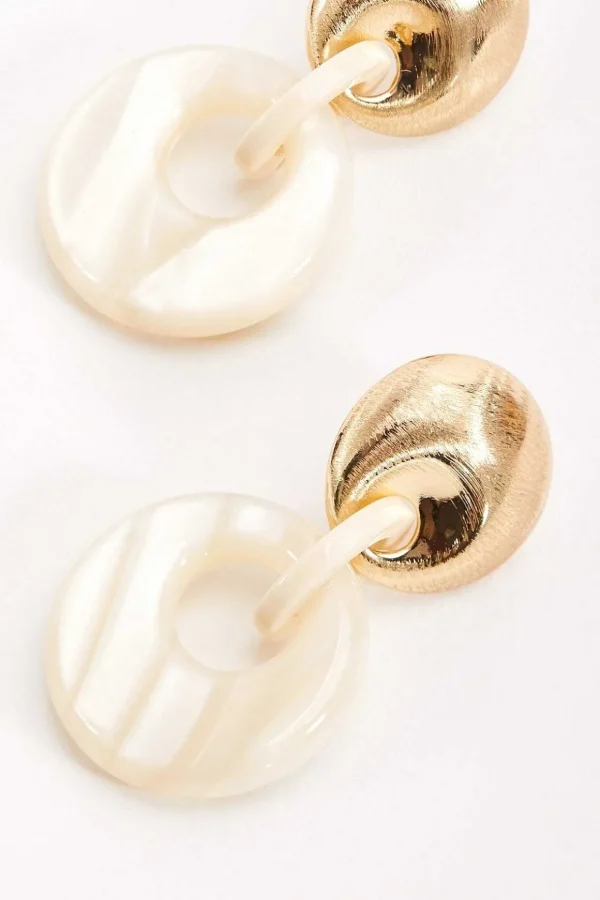 White Tortoise Drop Link Earrings