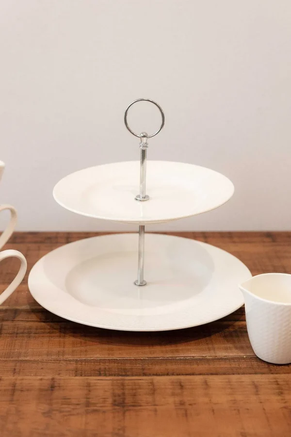 Whiteware 2 Tier Cake Stand