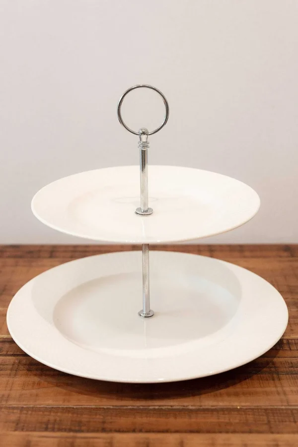 Whiteware 2 Tier Cake Stand