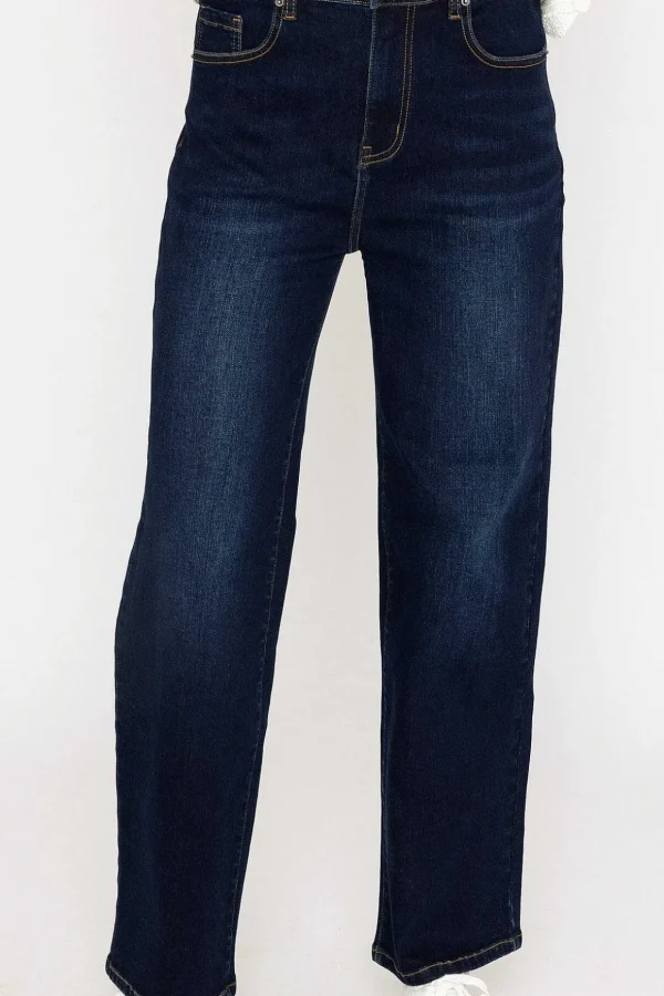 Wide Leg Denim Jeans In Indigo