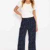 Wide Leg Navy Polka Dot Trousers