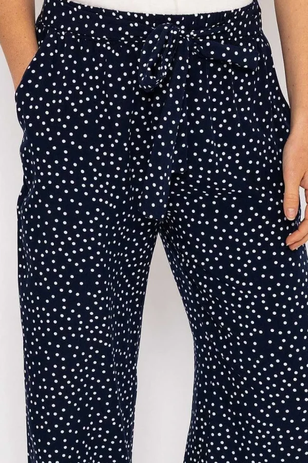 Wide Leg Navy Polka Dot Trousers