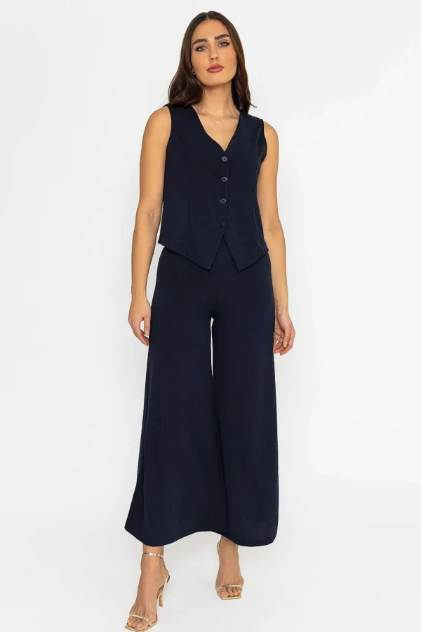Wide Leg Pants In Navy