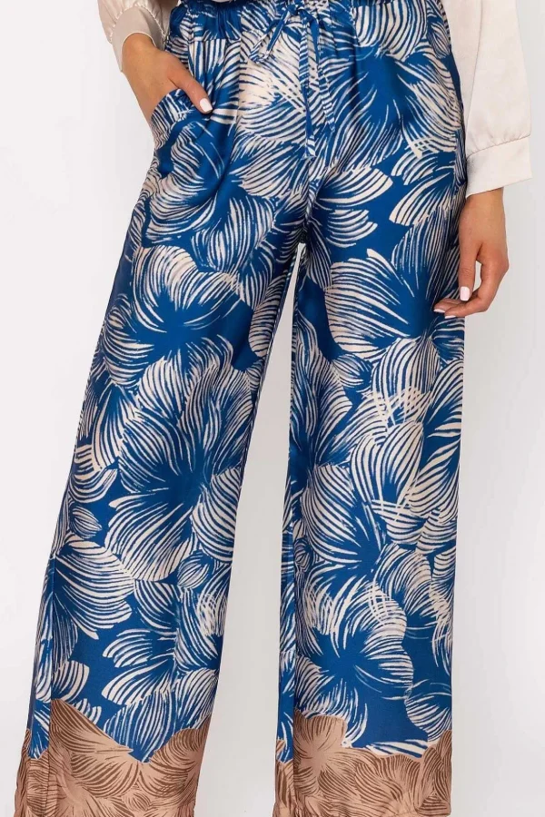 Wide Leg Trousers In Blue Print
