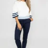 Wide Sleeve Stripe Knit In Ecru