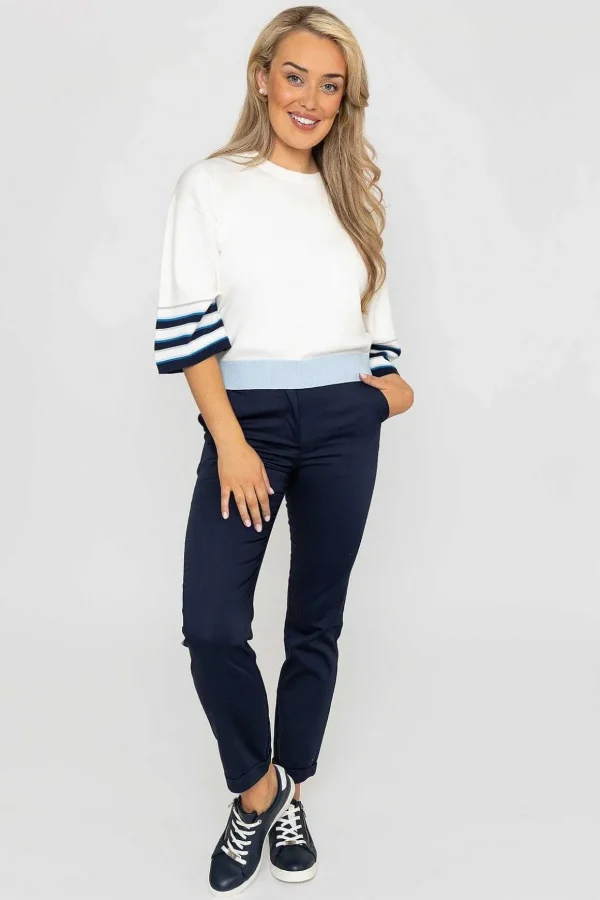 Wide Sleeve Stripe Knit In Ecru