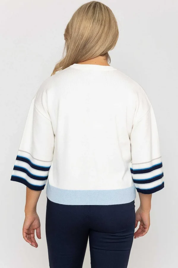 Wide Sleeve Stripe Knit In Ecru