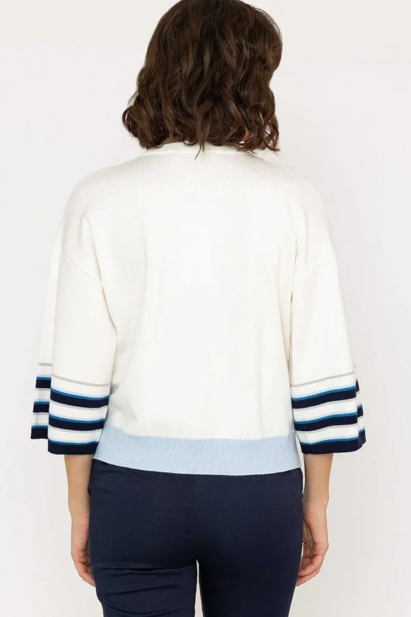 Wide Sleeve Stripe Knit In Ecru