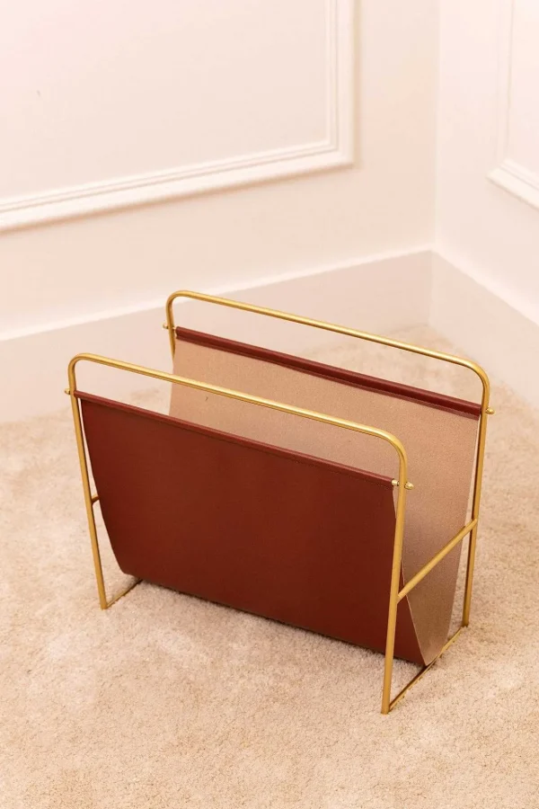 Wood & Gold Magazine Rack