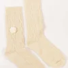 Wool Blend Pom Pom Socks In Cream