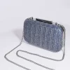Woven Metallic Clutch In Navy