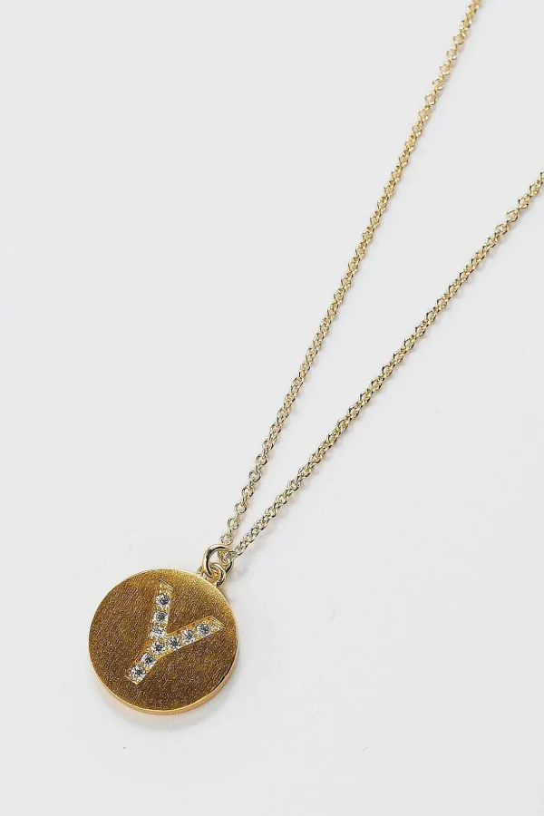 Y Initial Necklace In Gold