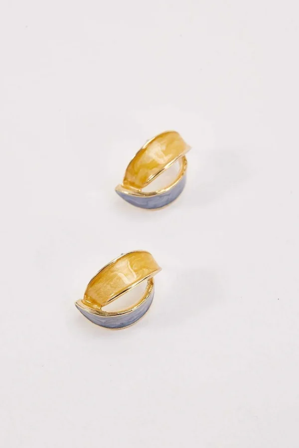 Yellow And Grey Earrings