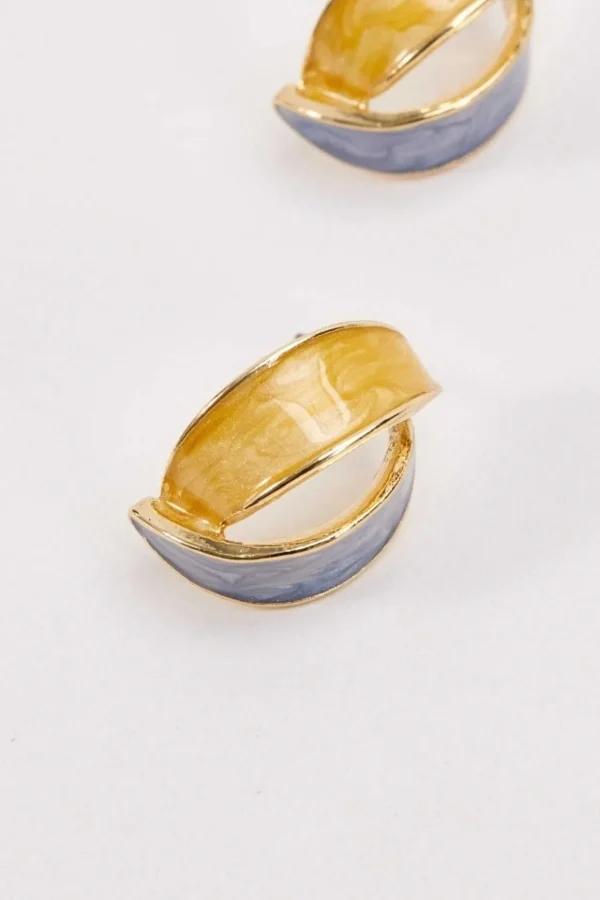 Yellow And Grey Earrings