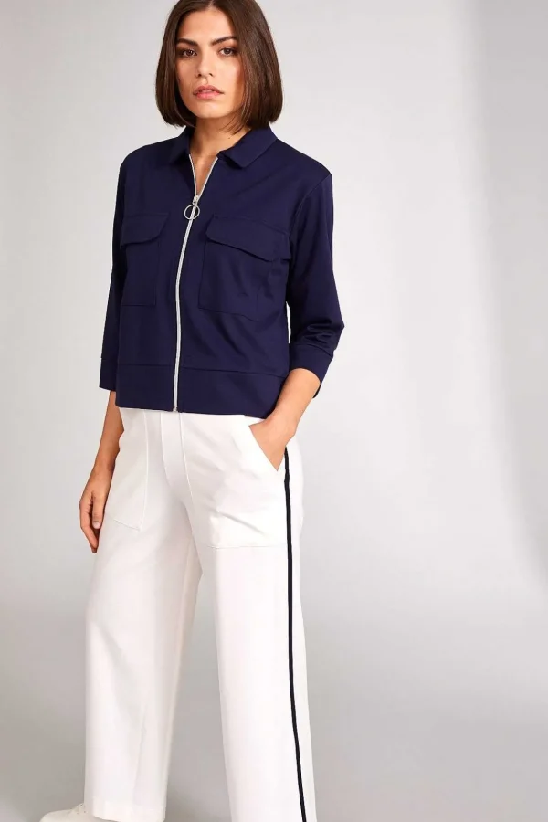 Zip Jacket With Pockets In Navy