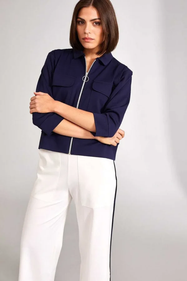 Zip Jacket With Pockets In Navy