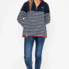 1/2 Zip Stripe Sweatshirt In Navy
