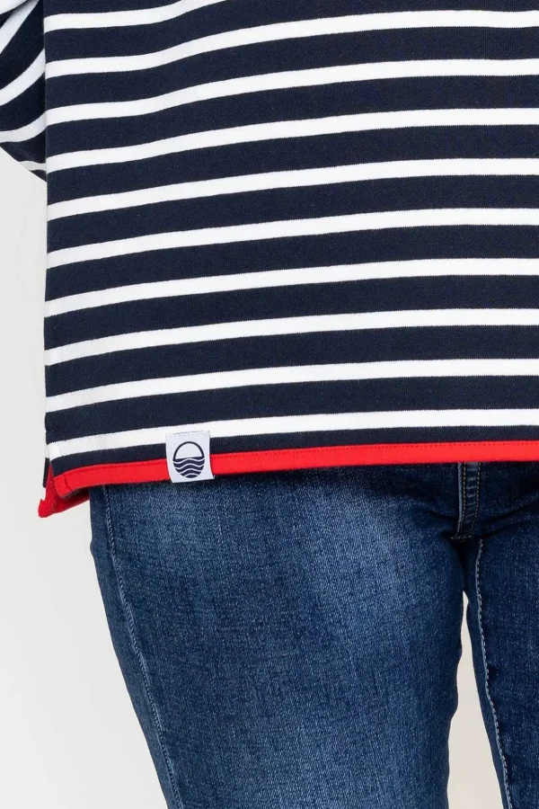 1/2 Zip Stripe Sweatshirt In Navy